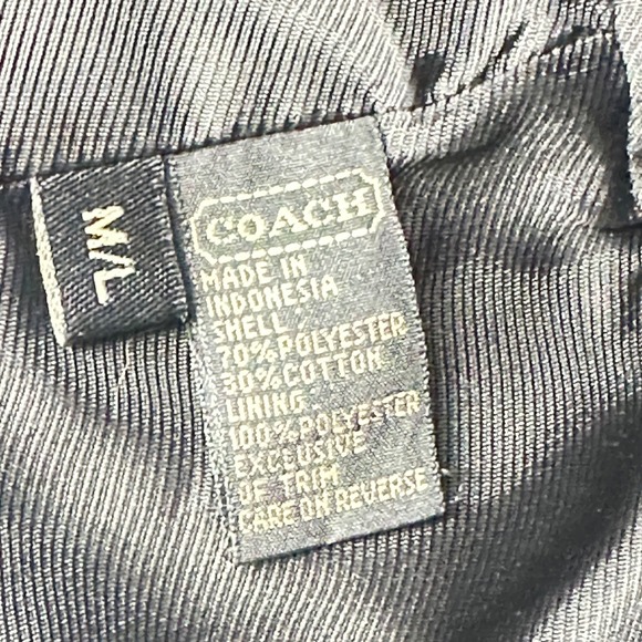 Coach Bucket Hat Women M/L Black Grey Excellent Signature Monogram Leather Trim - Picture 7 of 11